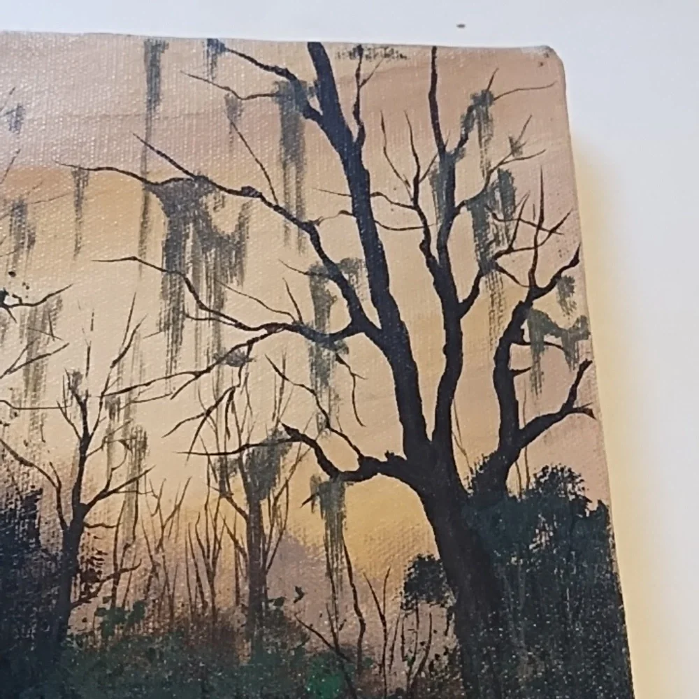 Serene Landscape Canvas Art in Green and Brown - Picture 4 of 9
